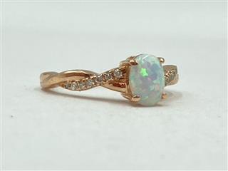 10K Yellow Gold & Synthetic Opal Stone Ring 2.2g
